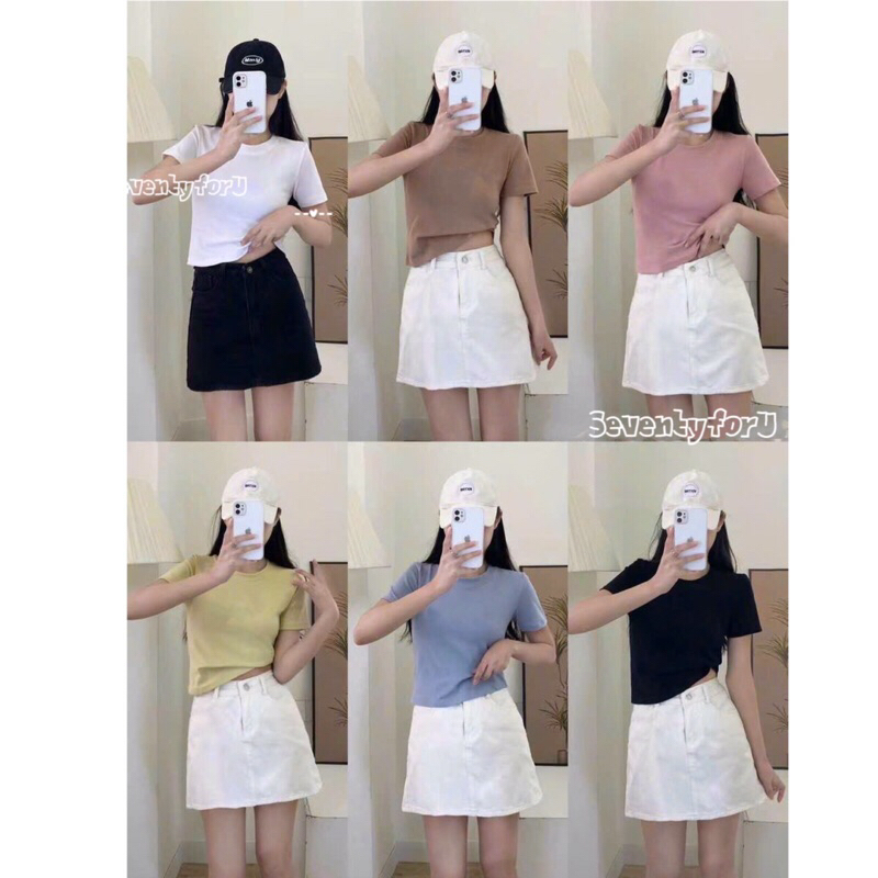 Quần Jeans Giả Váy Cạp Cao Basic