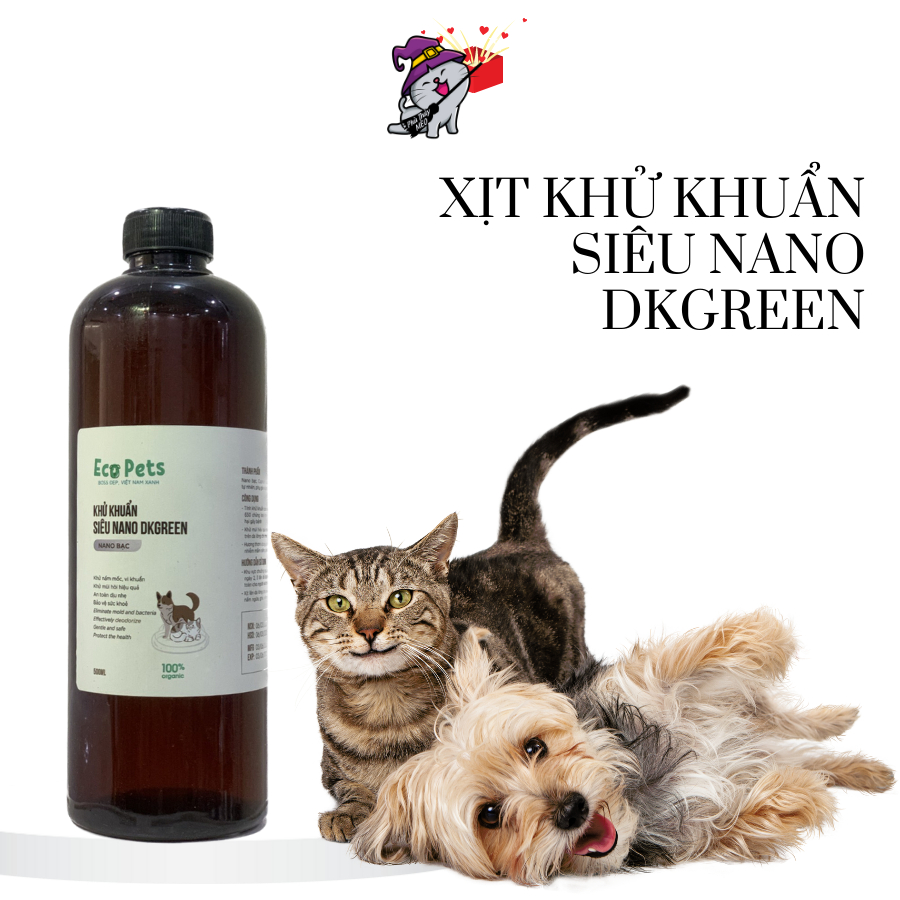Xịt khử mùi hôi chó mèo siêu nano DKGREEN vệ sinh ổ nằm nệm cát phân chó mèo PhuThuyMeo