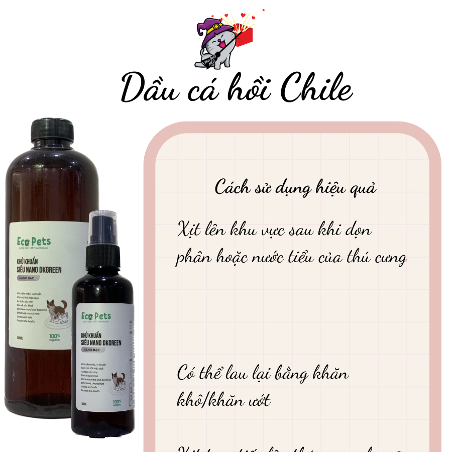 Xịt khử mùi hôi chó mèo siêu nano DKGREEN vệ sinh ổ nằm nệm cát phân chó mèo PhuThuyMeo