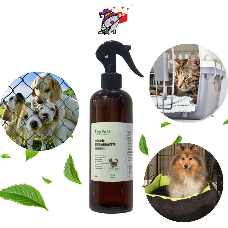 Xịt khử mùi hôi chó mèo siêu nano DKGREEN vệ sinh ổ nằm nệm cát phân chó mèo PhuThuyMeo