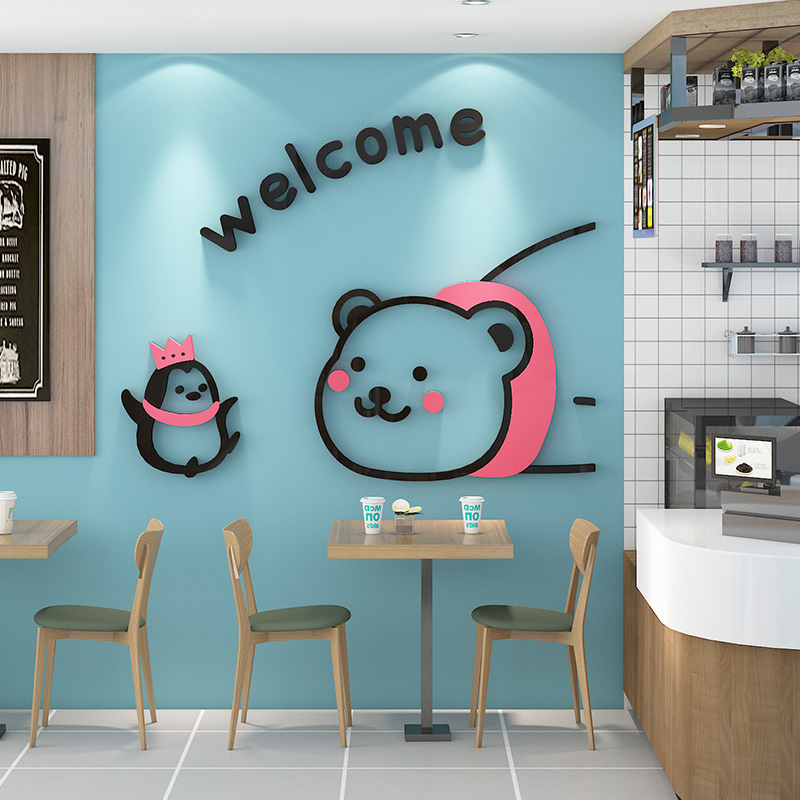 Tranh Mica 3d Dán Tường Welcome, Thank Coming, Nice To Meet You Trang Trí Quán Trà Sữa, Cafe, Trà Chanh