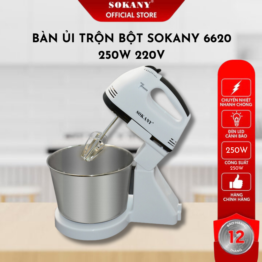 Máy Trộn Bột Sokany 6620 Với 7 Tốc Độ Trộn Đa Năng 250W Hàng Chính Hãng