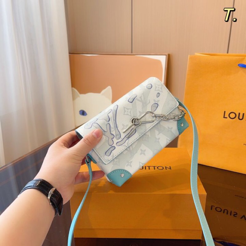 ⚡️[Hight Quality] Hàng Có Sẵn!! Túi Đeo Chéo LV Luon Vuituoi Monogram Plain Leather - Mẫu Bag Lv Xanh Phối Xích Hot Hit
