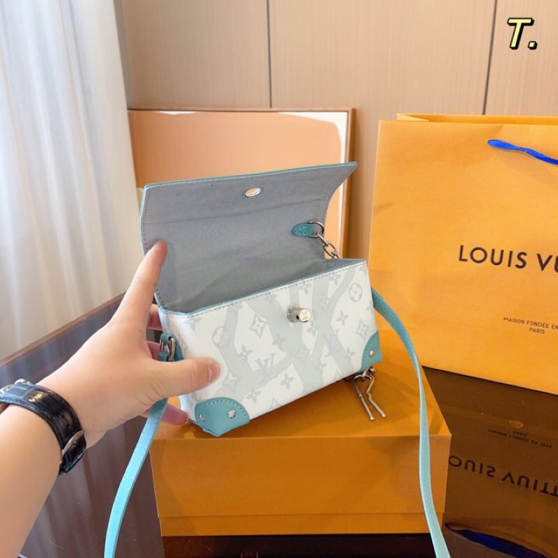 ⚡️[Hight Quality] Hàng Có Sẵn!! Túi Đeo Chéo LV Luon Vuituoi Monogram Plain Leather - Mẫu Bag Lv Xanh Phối Xích Hot Hit