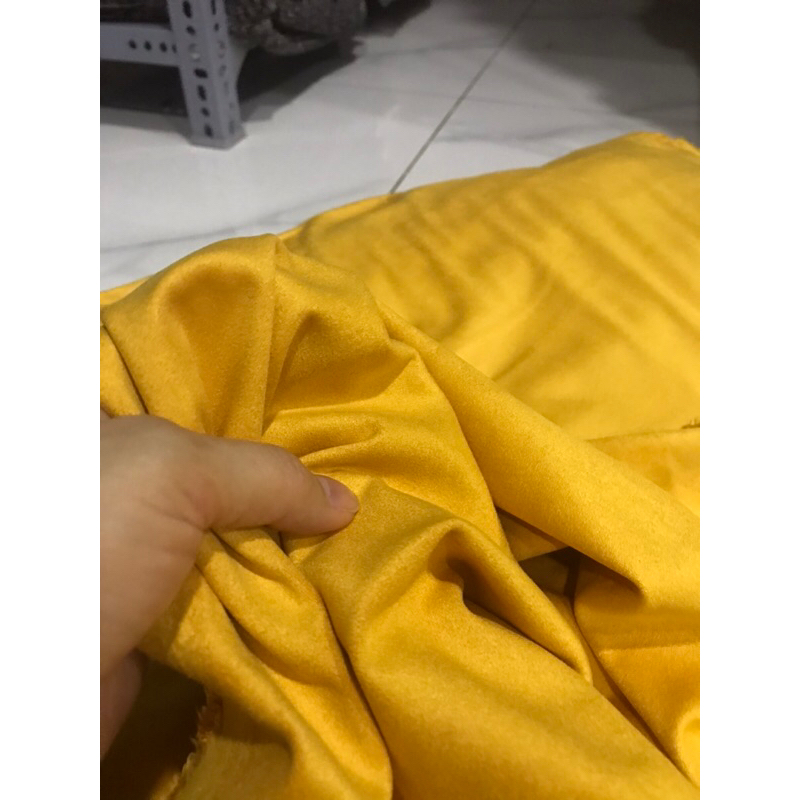Vải Da Lộn màu vàng co giãn dày mềm rũ đẹp sang (khổ 1m6)may đầm váy ,vest, Blazer, Comple thiết kế thời trang