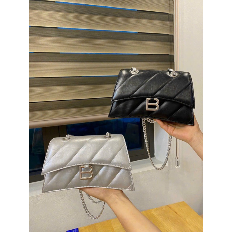 Túi B dây xích bạc sz 25
