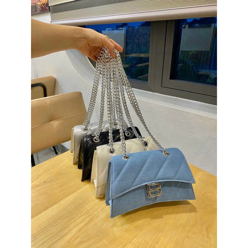 Túi B dây xích bạc sz 25