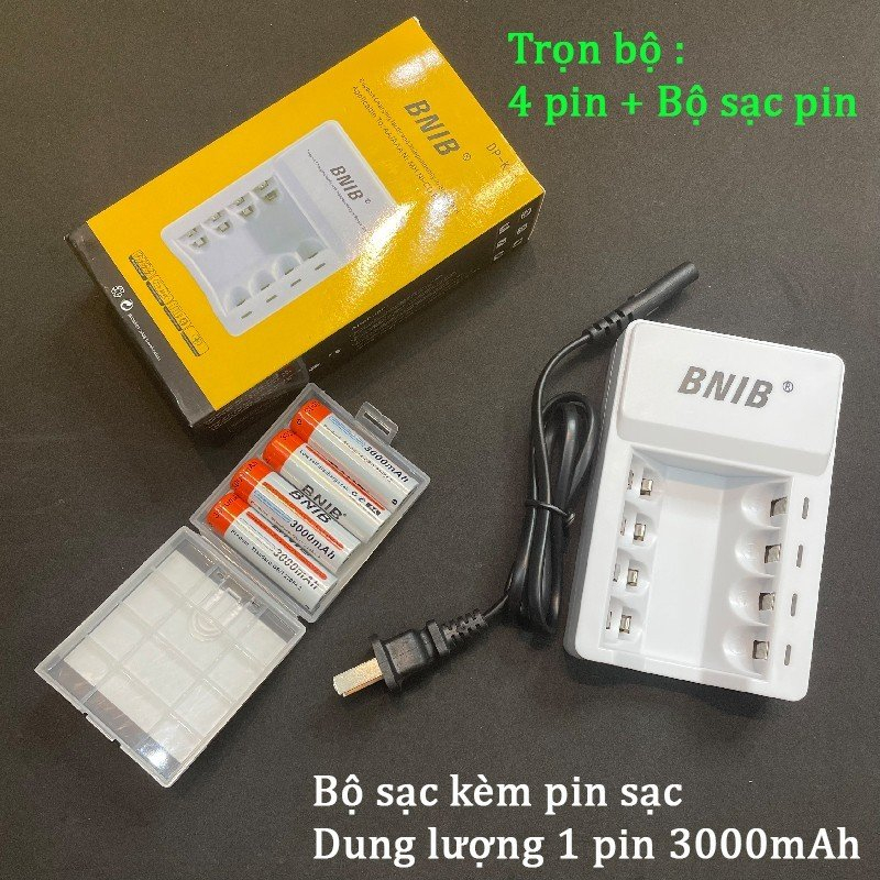 Combo Bộ sạc và pin tiểu sạc AA AAA của hãng BINB dung lượng pin 3000mAh