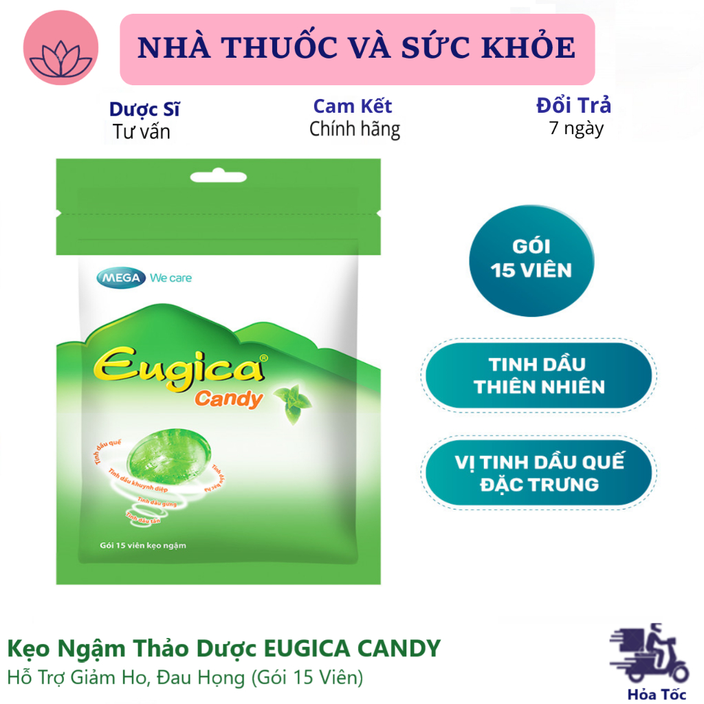 Kẹo Ngậm Thảo Dược EUGICA CANDY Hỗ Trợ Giảm Ho, Đau Họng