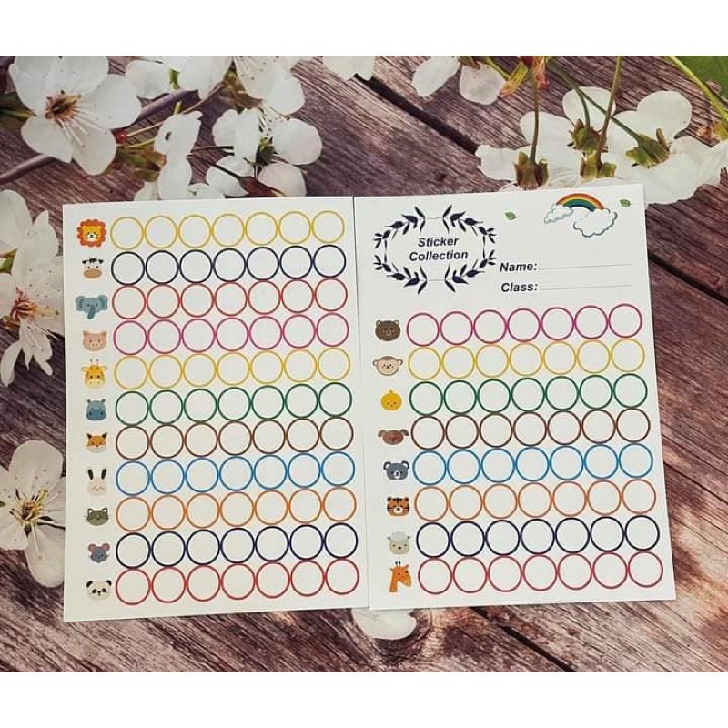 Phiếu dán sticker ( bảng đựng sticker khen thưởng) A4