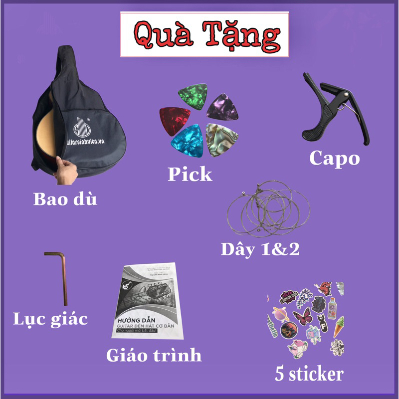 Đàn guitar acoustic SV-A1 - Đàn tập chơi giá rẻ - Tặng 8  phụ kiện được sinh viên ưa chuộng