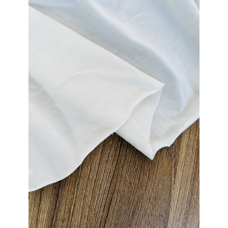 Vải thun cá sấu cotton 4c màu trắng kem khổ rộng 1,95m
