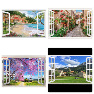 Tranh Cửa Sổ 3D dan tuong sẵn keo kích thước 70cm* 100cm