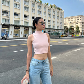 [DELPHINE] áo ba lỗ cổ cao