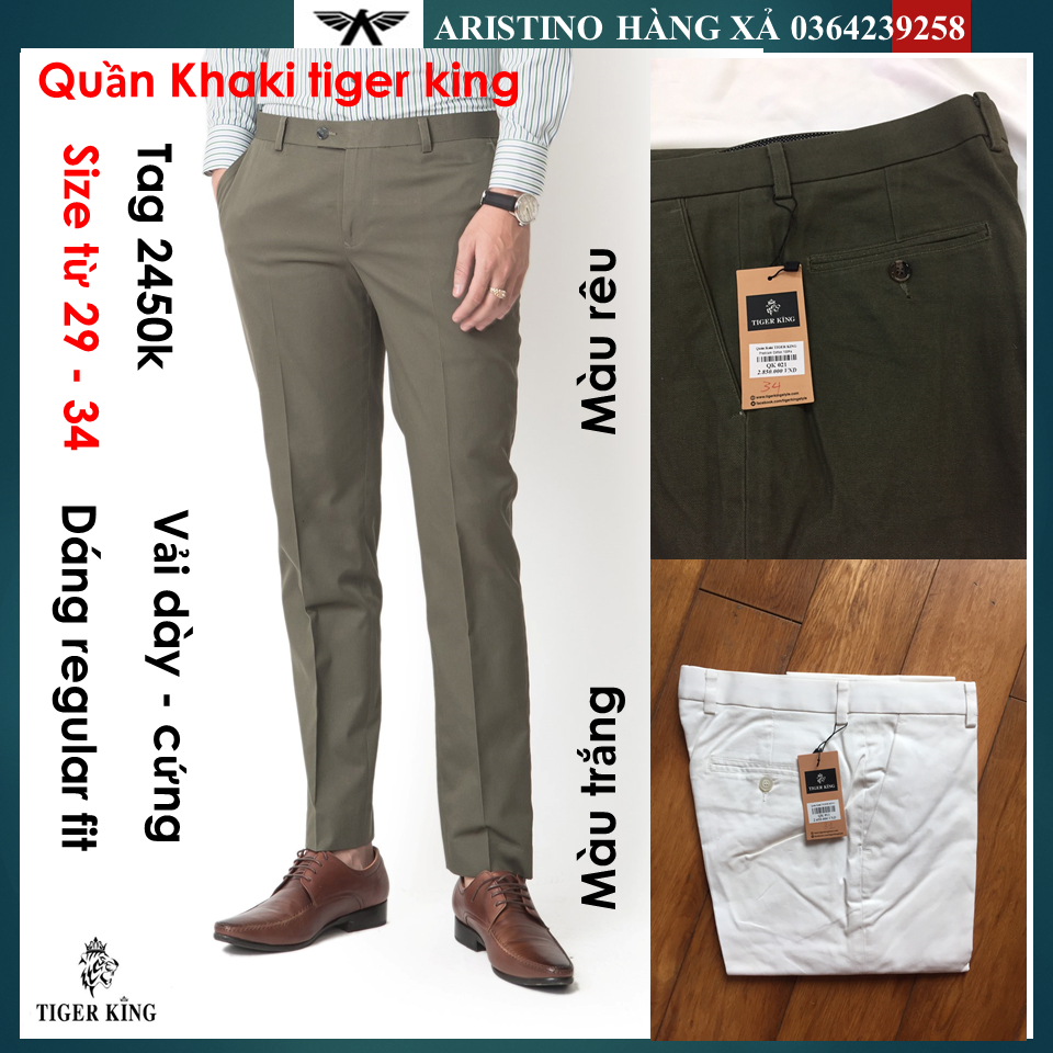 (Tag 2450k) quần khaki nam Tiger king dày dặn, dáng vừa phải, hàng cắt may thủ công cao cấp, ở Vincom Nguyễn Chí Thanh