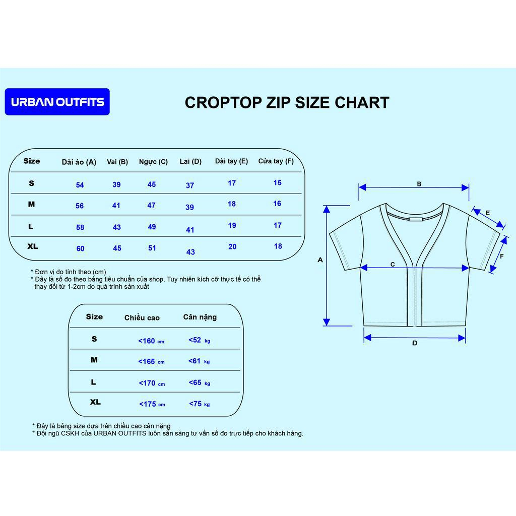 Áo Thun Nữ Croptop Zip CRT001 Urban Outfits / Aimée