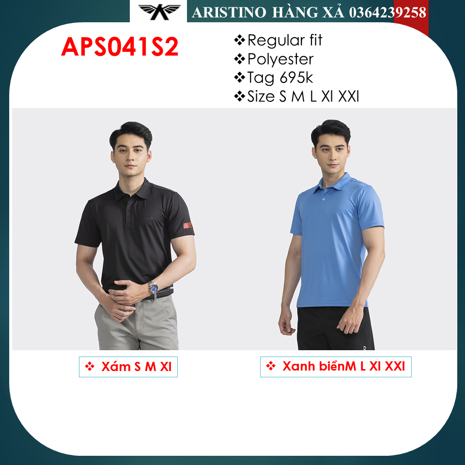 Áo polo ngắn tay Aristino APS041S2 dáng regular fit, chất thể thao mềm mát, mỏng nhẹ có lỗ thoáng khí