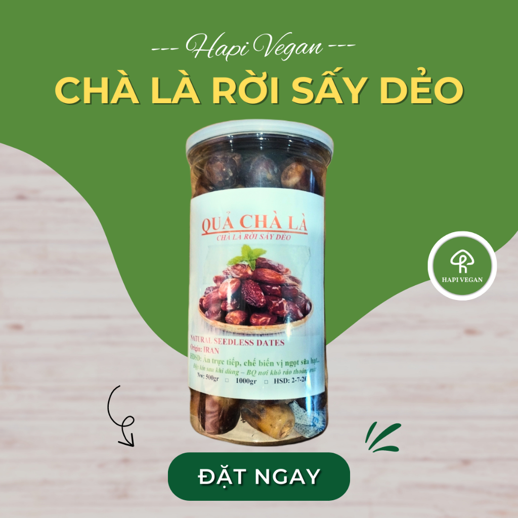 Quả Chà Là Sấy Dẻo Không Đường Phân Phối Bởi 𝐇 𝐇𝐀𝐏𝐈 𝐕𝐄𝐆𝐀𝐍 Thơm Ngon 500g