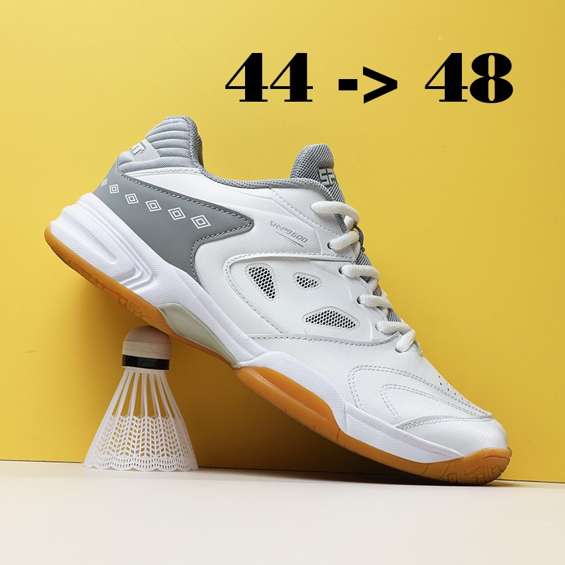 Giày Cầu Lông Bóng Chuyền Size Lớn Big Size SH-P9600 Trắng Xám Giày Dép Sneaker Thể Thao Ngoại Cỡ 44 45 46 47 48