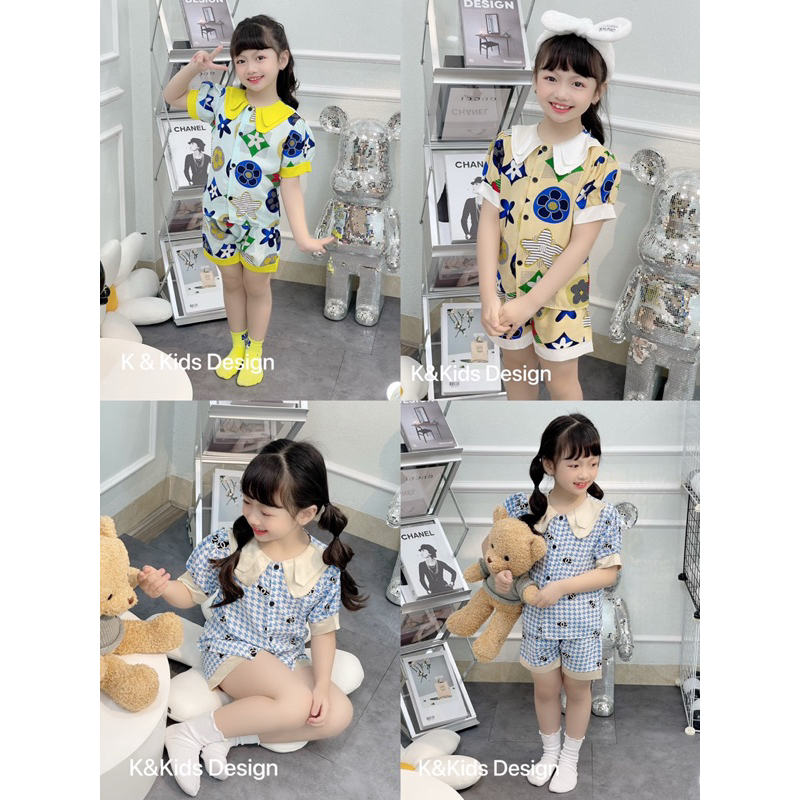 Bộ ngủ pijama cho bé gái chất lụa mango từ 15-38kg
