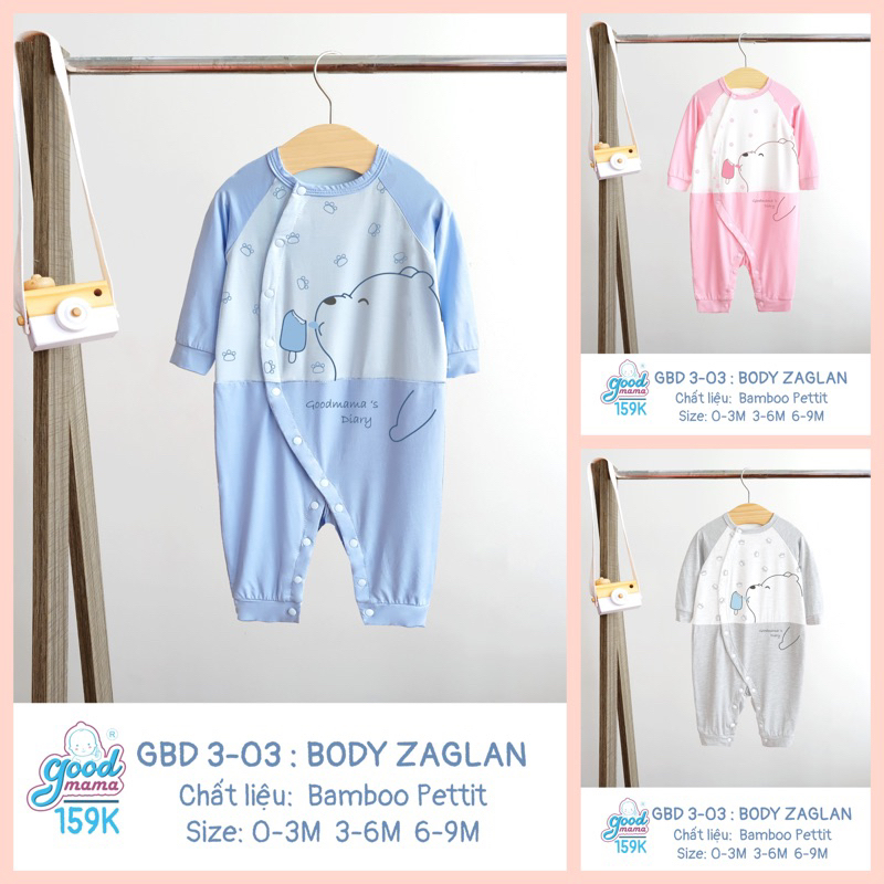 Body dài tay mỏng nằm điều hòa hãng Goodmama chất bamboo petit dành cho bé sơ sinh