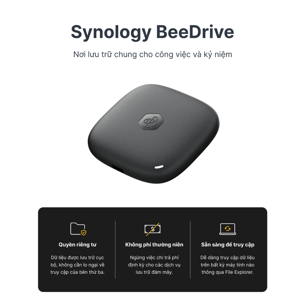 Ổ cứng gắn ngoài BeeDrive Synology External SSD BDS70 1TB, USB 3.2, USB C-C cable & USB C-A adapter,3Y WTY_BDS70-1TB