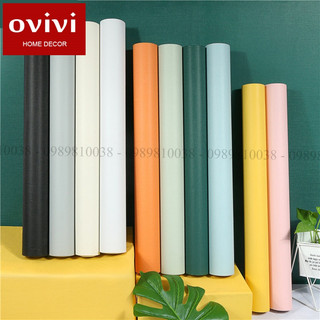 Giấy dán tường phòng ngủ 10m có keo sẵn một màu trơn đơn giản giá rẻ đẹp Ovivi