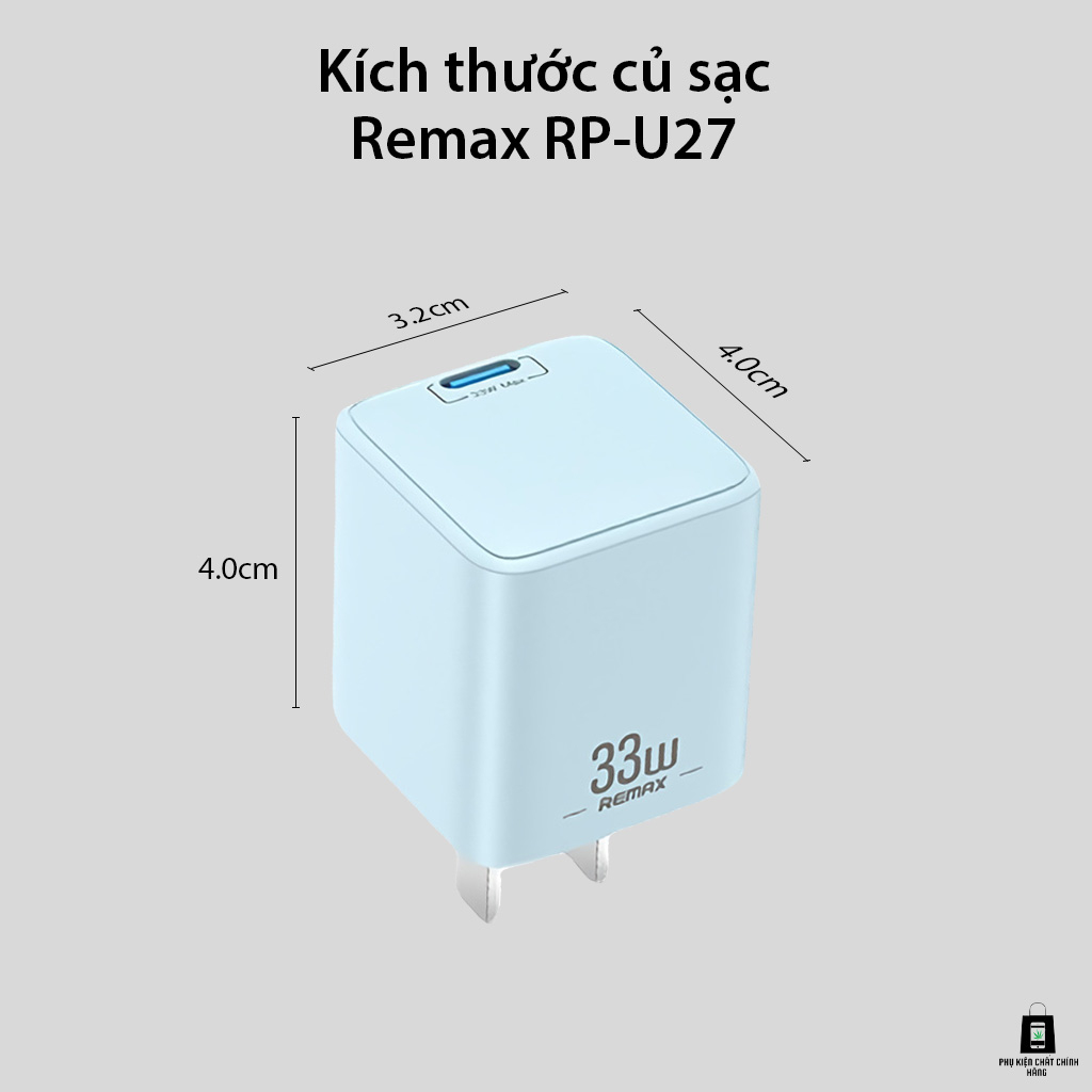 Củ sạc nhanh 33w RP-U27, cốc sạc nhanh PD 33w thiết kế nhỏ gọn, hàng chính hãng cao cấp - BH 12 tháng.