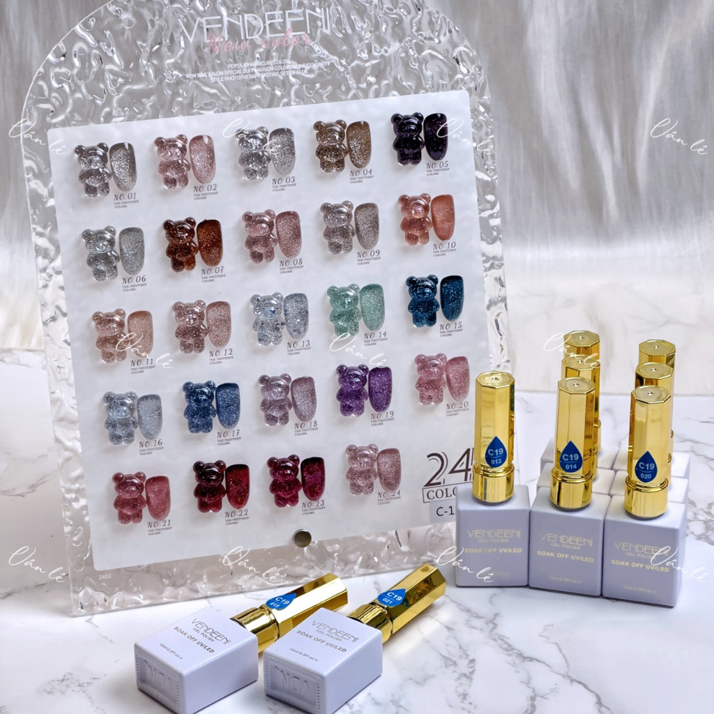 Sơn gel nhũ flash vendeeni set 24 màu mã C19