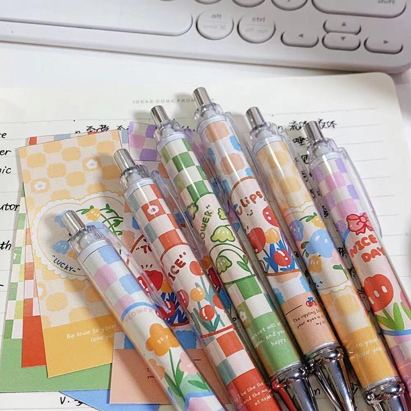 Bút Họa Tiết Hoa Tulip Mực Đen Ngòi 0,5mm