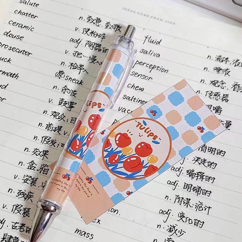 Bút Họa Tiết Hoa Tulip Mực Đen Ngòi 0,5mm