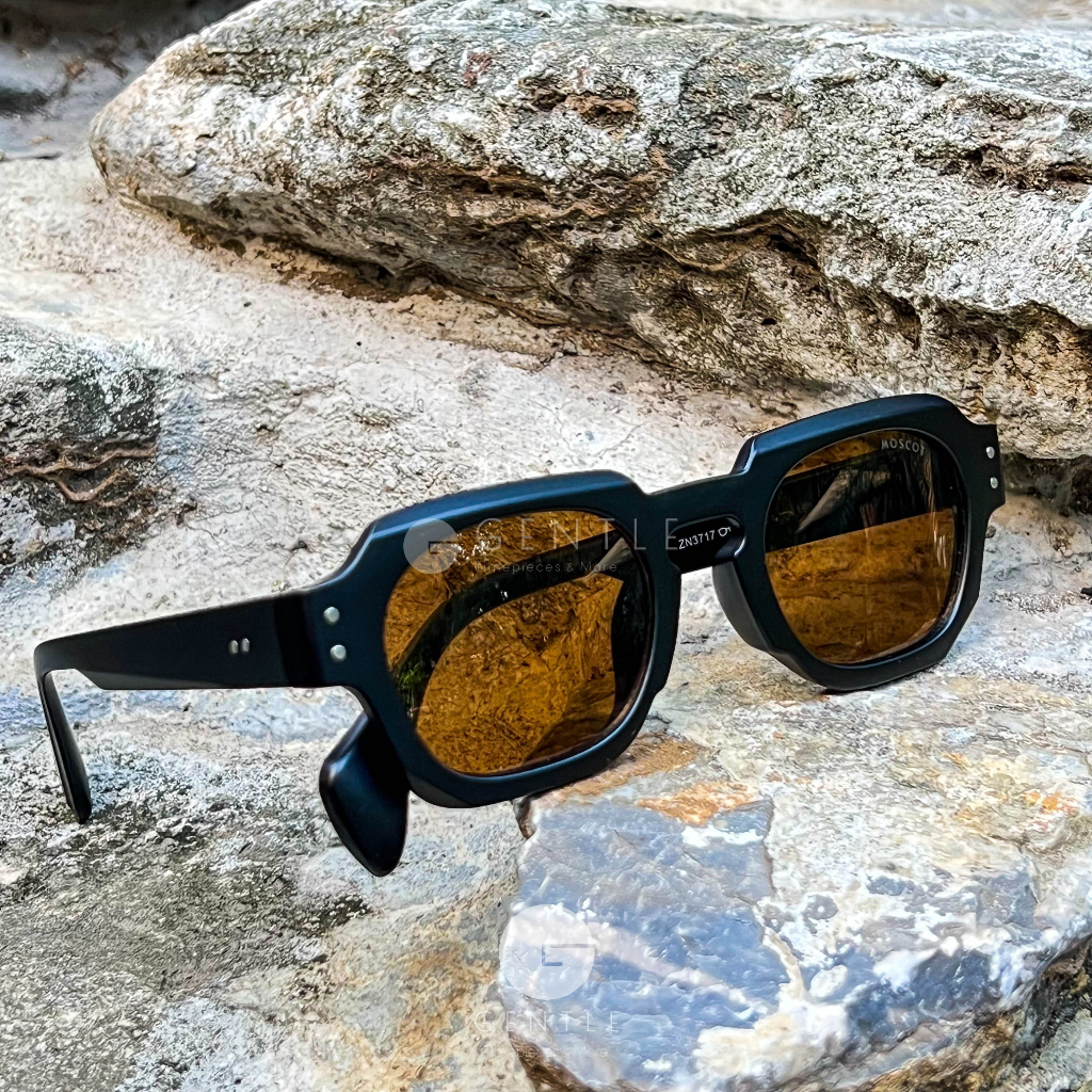 Kính mắt thời trang nam cao cấp MosCott Lemtosth gọng đen nhám mắt nâu trà màu hottrend 2023