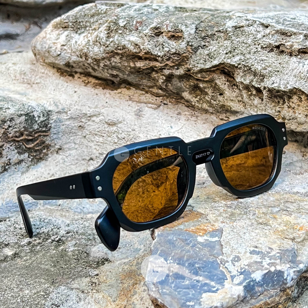 Kính mắt thời trang nam cao cấp MosCott Lemtosth gọng đen nhám mắt nâu trà màu hottrend 2023