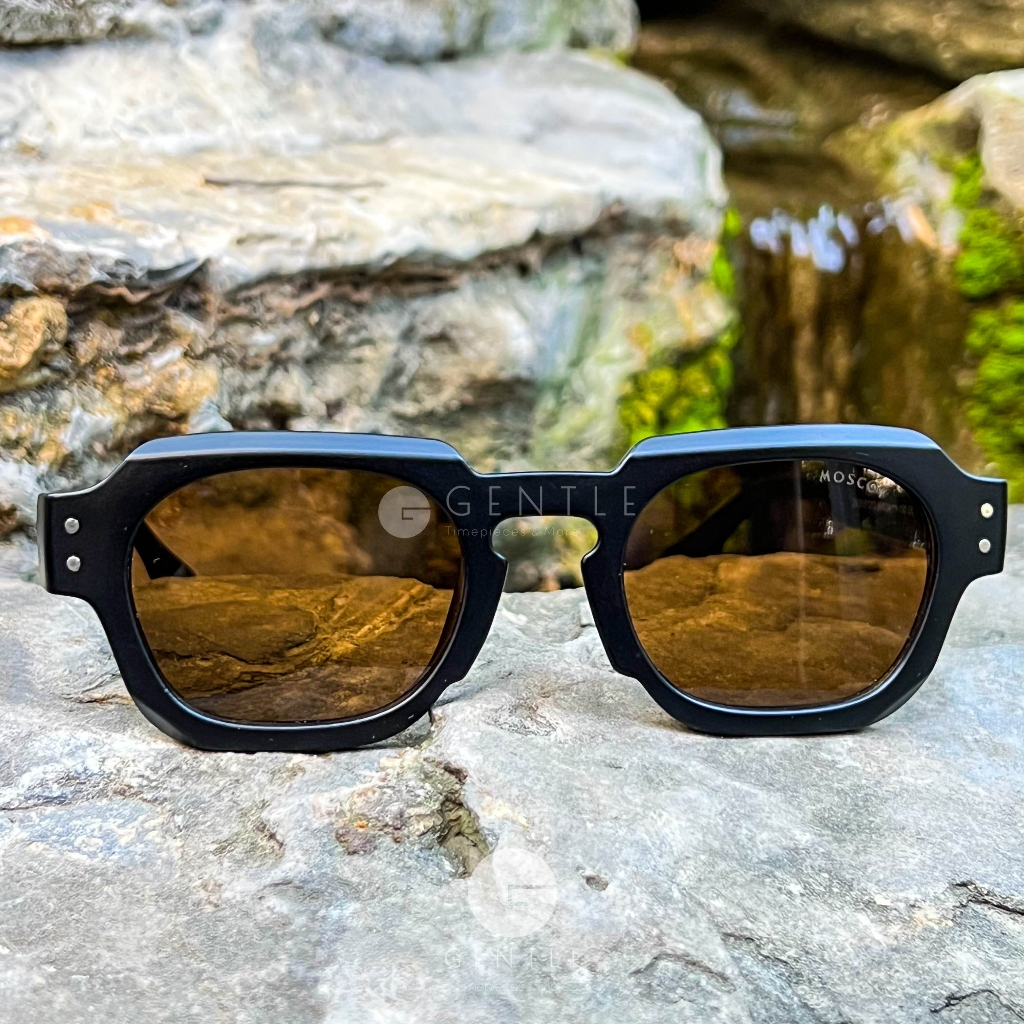 Kính mắt thời trang nam cao cấp MosCott Lemtosth gọng đen nhám mắt nâu trà màu hottrend 2023