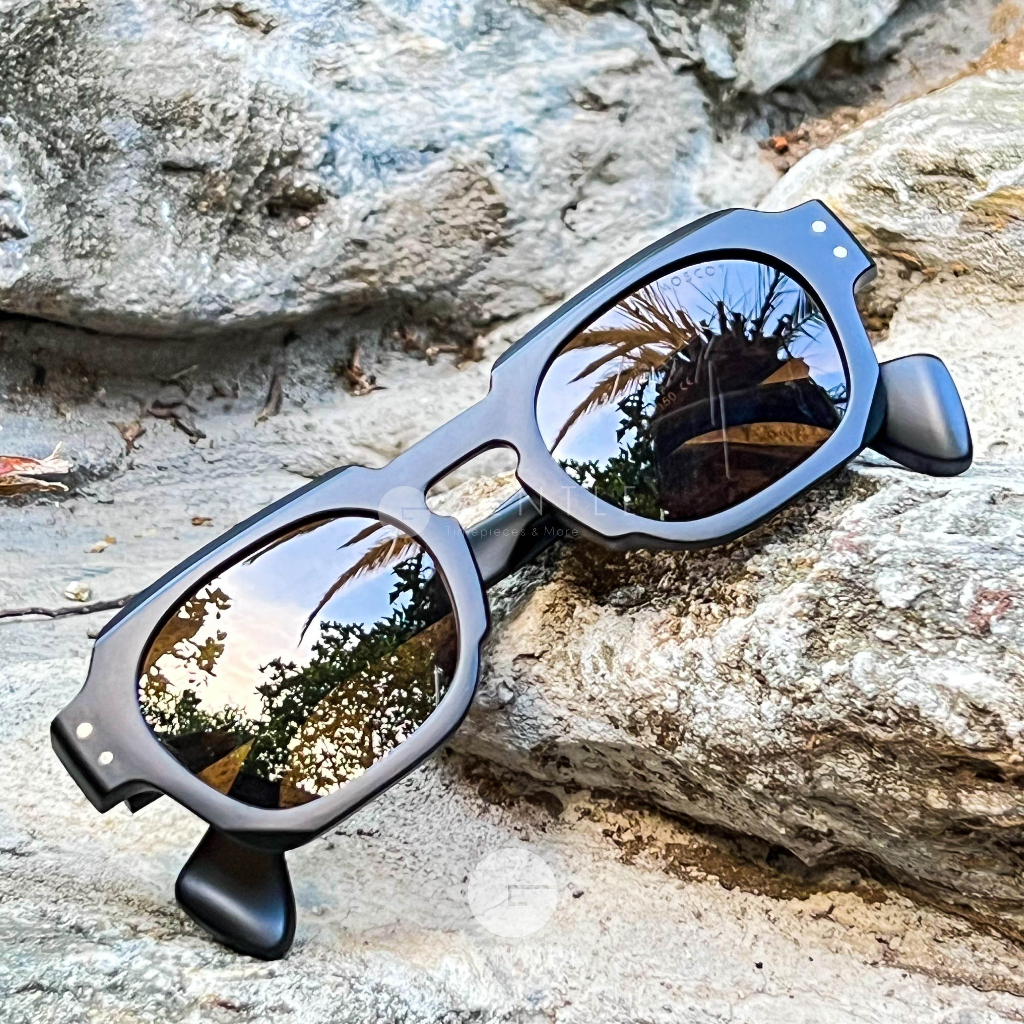 Kính mắt thời trang nam cao cấp MosCott Lemtosth gọng đen nhám mắt nâu trà màu hottrend 2023