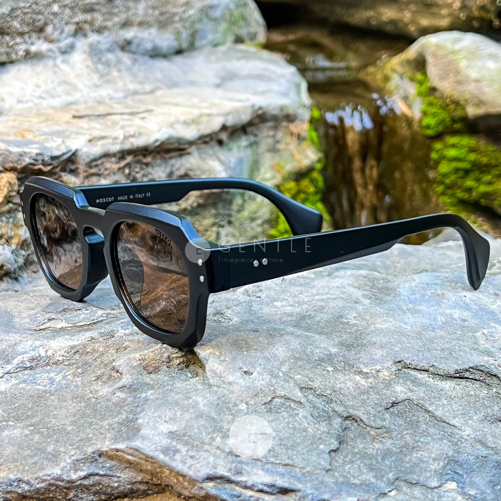 Kính mắt thời trang nam cao cấp MosCott Lemtosth gọng đen nhám mắt nâu trà màu hottrend 2023