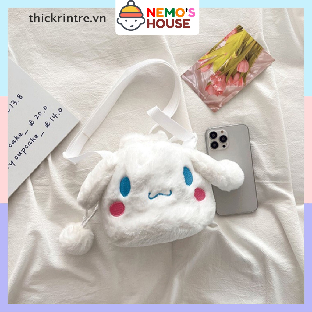 Túi đeo chéo gấu bông Kuromi phong cách hoạt hình đáng yêu, túi đeo chéo thú bông phong cách hoạt hình Nhật Bản hottrend