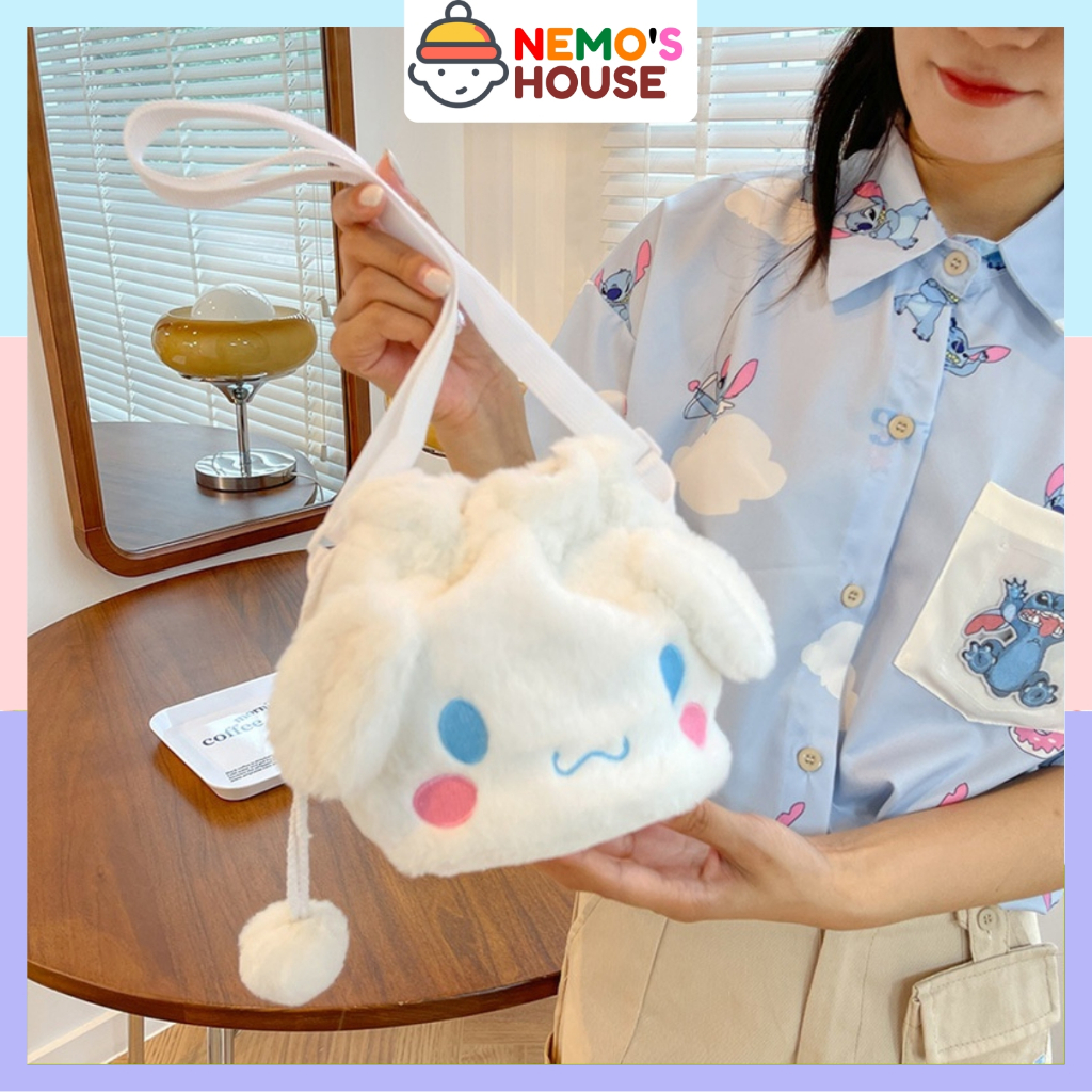 Túi đeo chéo gấu bông Kuromi phong cách hoạt hình đáng yêu, túi đeo chéo thú bông phong cách hoạt hình Nhật Bản hottrend