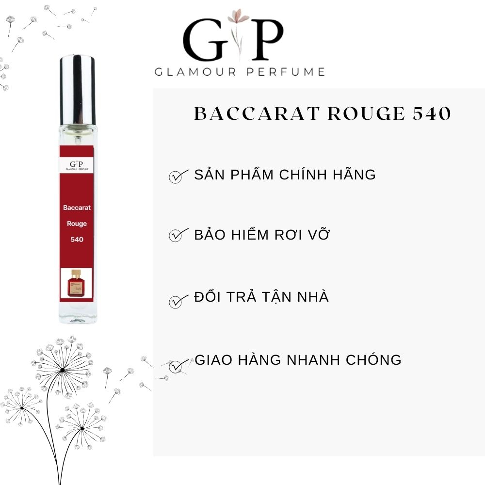 Nước hoa unisex 10ml Glamour Perfume Baccarat rouge 540 sang trọng , nổi bật , tinh tế