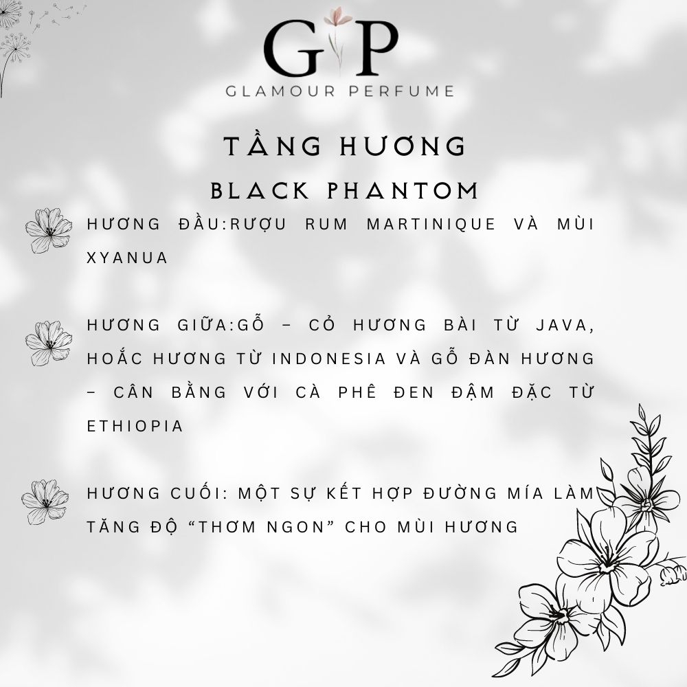 Nước hoa nam 10ml Glamour Perfume Black Phantom quyến rũ , bí ẩn , tinh tế