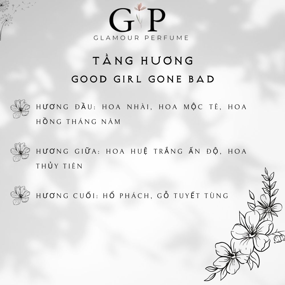 Nước hoa nữ 10ml Glamour Perfume Good Girl Gone Bad sang trọng , quyến rũ , tinh tế