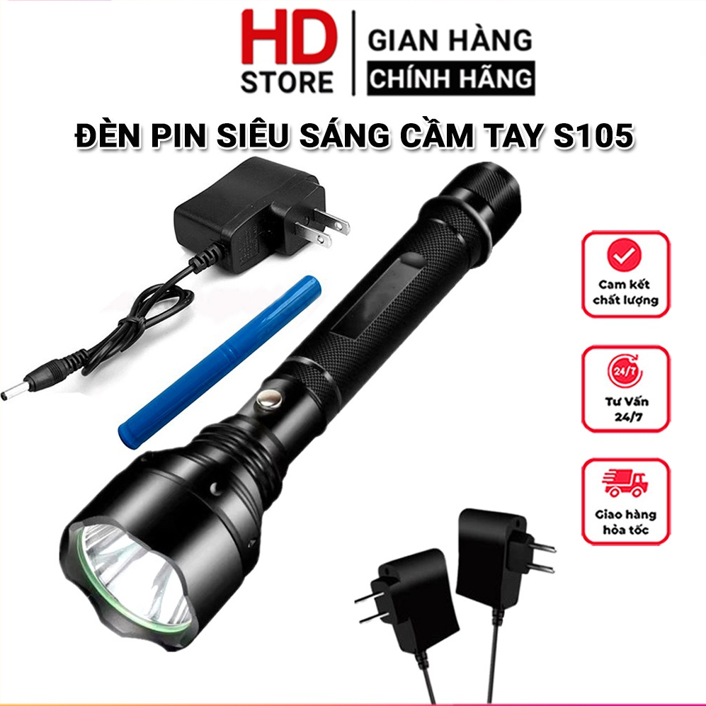 Đèn pin siêu sáng S015 - KAW dung lương pin 4800Mah 4 chế độ chiếu sáng vỏ hợp kim chống nước - Bảo hành 12 tháng