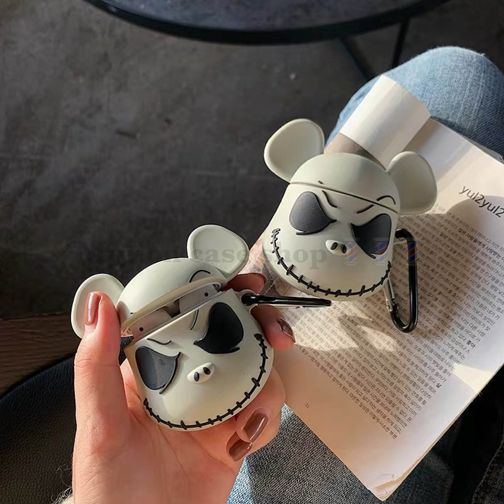 [Hàng loại 1] Ốp Airpods 1 và 2, tai nghe bluetooth i11,i12, i100, i9s...bearbrick xám silicon 3D