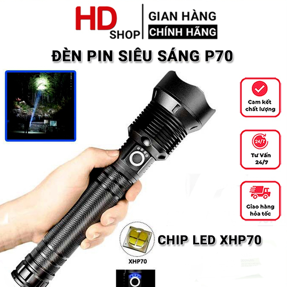 Đèn pin siêu sáng chiếu xa SEKA - KAW P70 chiếu xa 200-300m chip XHP70 siêu sáng chất liệu hợp kim chắc chắn