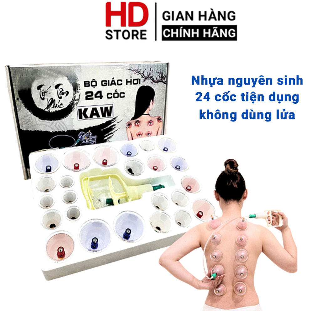 Bộ giác hơi 24 ống chân không KAW không dùng lửa giác hơi tại nhà phụ kiện an toàn hiệu quả dễ sử dụng