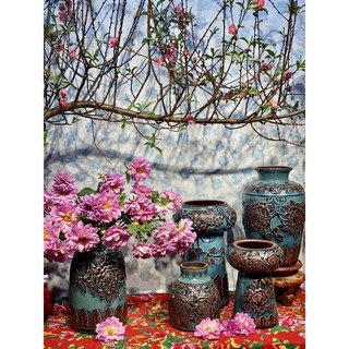 Lọ hoa nổi hình sen và hoa hồng, lọ hoa Bát Tràng decor, lọ hoa trang trí, hoa cắm tết