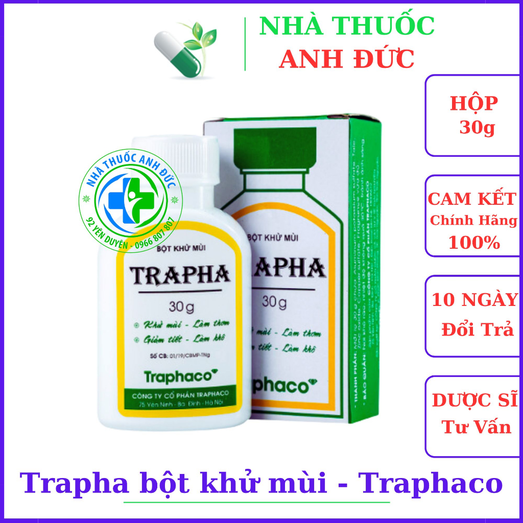 Trapha bột khử mùi 30g - Traphaco [Chính Hãng]