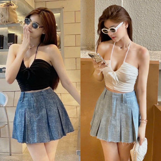 Set áo croptop dây yếm kèm chân váy