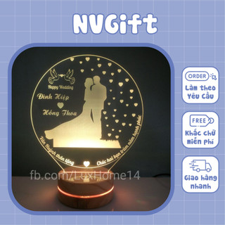 Đèn Led 3D 16 Màu Quà Cưới Ý Nghĩa, Độc Đáo, Miễn Phí Khắc Tên Theo Yêu Cầu