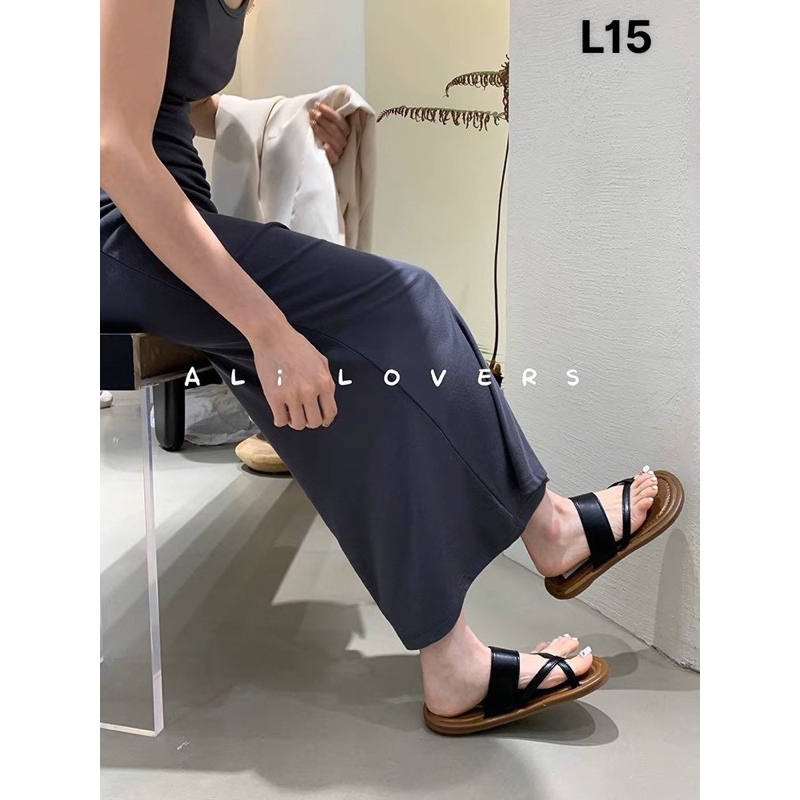 Mã L15 Dép nữ xỏ ngón quai chéo da mềm êm chân hàng qc fullbox